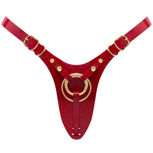 Uprząż do Strap-on ze złotymi ringami - regulowana - Czerwona - Strap-on-me
