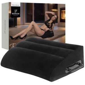 Pompowana poduszka do zabaw erotycznych - z uchwytami - Czarna, Bedroom Fantasies