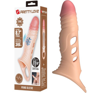 Realistyczna przedłużka z wibracjami -  8.7" - przedłuża o 4 cm, na baterie Pretty Love