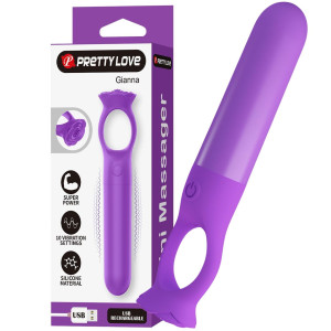 Wibrator dopochwowy - Gianna - na USB, uchwyt na palec, Fioletowy Silikonowy Pretty Love