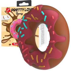 Pierścień erekcyjny na penisa - Berry Super Donut - w kształcie pączka z dziurką, Pretty Love