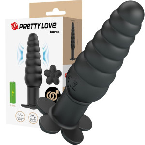 Korek analny z wibracjami - Imron - progresywny, na baterie Czarny Pretty Love