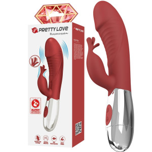 Wibrator z króliczkiem - Rasmussen - stymulujący punkt G, USB Czerwony PRETTY LOVE