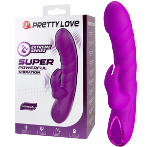 Wibrator z króliczkiem - Monica - stymulujący punkt G, USB Fioletowy Pretty Love