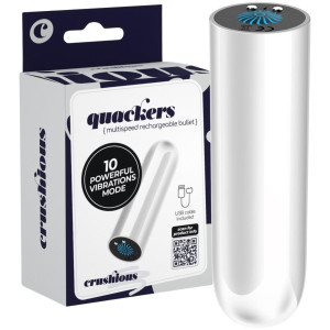 Klasyczny wibrator typu pocisk - QUACKERS - na USB, ABS Srebrny CRUSHIOUS