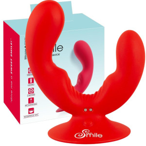 Wibrator wielofunkcyjny do jednoczesnej stymulacji pochwy i analu, USB Czerwony - Smile Smile