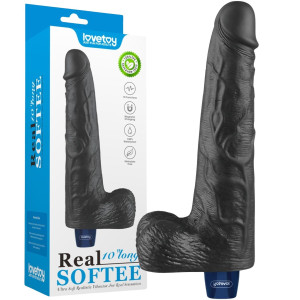 Wibrator realistyczny z jądrami i żyłami - 10" - na USB, TPE Czarny - Lovetoy