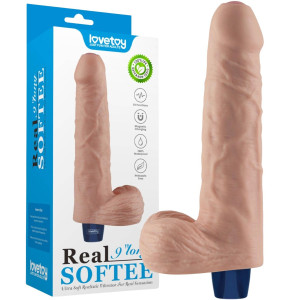 Wibrator realistyczny z jądrami - 9" - na USB, TPE Cielisty - Lovetoy