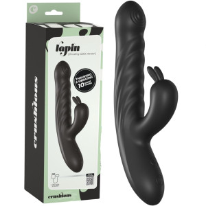 Czarny wibrator dopochwowy Lapin posuwisty silikonowy 21,5 cm posuwisty Crushious