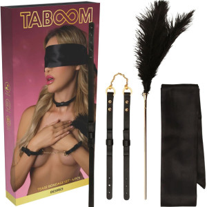 Zestaw gadżetów do zabaw BDSM - 4 elementy - Czarne - Taboom