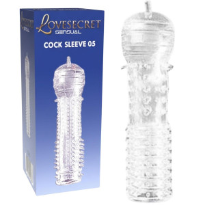 Przedłużka penisa ze stymulującymi wypustkami - 05 - TPE Przezroczysta - Lovesecret