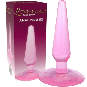 Korek analny z przyssawką - Plug 02 - wąski, klasyczny TPE Różowy - Lovesecret