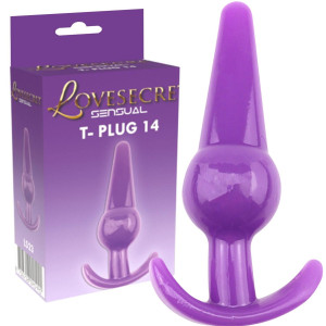 Dyskretny korek analny - T- Plug 14 - progresywny, TPE Fioletowy - Lovesecret