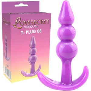 Dyskretny korek analny - T- Plug 08 - TPE, Fioletowy - Lovesecret