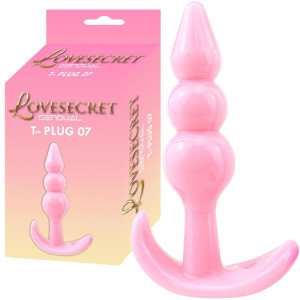 Dyskretny korek analny - T- Plug 07 - TPE, Różowy - Lovesecret