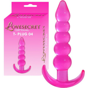 Dyskretny korek analny - T- Plug 04 - kulkowy, Różowy TPE - Lovesecret