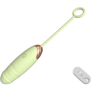 Wibrujące jajeczko na pilota z funkcją pchania i podgrzewania, USB Zielony Silikonowy - Boss Series