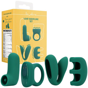 Zestaw gadżetów erotycznych - LOVE' (S)explore Set -  4 sztuki, USB Zielone Silikonowe - Loveline