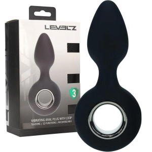 Wibrujący korek analny z uchwytem na palec, USB Czarny Silikonowy - Shots