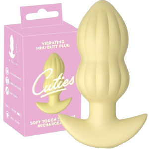 Wibrujący korek analny o dyskretnym kształcie, USB Żółty Silikonowy - Cuties
