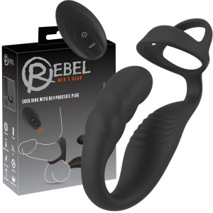 Wibrujący masażer prostaty z pierścieniem erekcyjnym - na pilota bezprzewodowego, USB - Rebel
