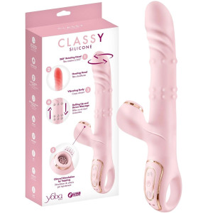 Różowy wibrator dopochwowy Classy 5-in-1 silikonowy podgrzewany posuwisty rotacyjny Yoba