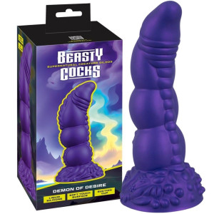 Futurystyczne dildo -  Demon of Desire - na przyssawce, Fioletowe -Beasty Cocks