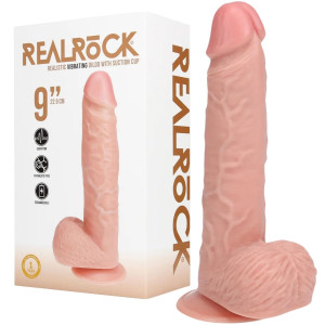 Wibrator realistyczny dopochwowy Regular Straight Cock Balls tpe cielisty 25 cm RealRock