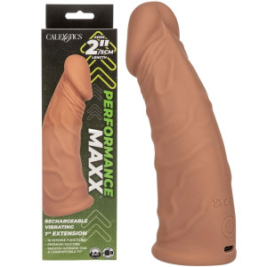 Realistyczna przedłużka penisa -  7", 17.25 cm - z wibracjami, USB Beżowa - Calexotics