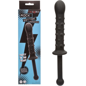 Dildo dwustronne - Bendy - ze stymulującymi wypustkami, Czarne Silikonowe - Calexotics