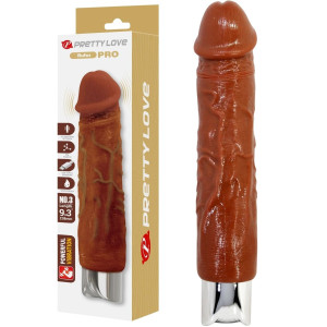 Wibrator realistyczny dopochwowy Rufus Pro tpe brązowy 23,8 cm wodoodporny Pretty Love