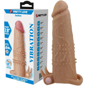 Wibrująca nakładka na penisa - Quillon – 20 cm - na baterie, realistyczna - Pretty Love