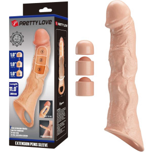 Realistyczna przedłużka penisa z dodatkowymi wkładkami -  28 cm - Cielista, TPE - Pretty Love