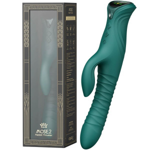 Wibrator króliczek dopochwowy Mose Thruster podgrzewany zielony 25,8 cm podgrzewany ZALO