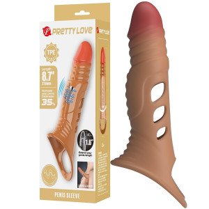Wibrująca nakładka na penisa 8.7" na baterie, TPE - Pretty Love
