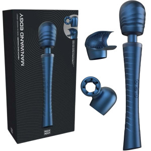 Masażer Wand - EDGY VELVET - z dodatkowymi nakładkami, USB Niebieski Silikonowy - MAN.WAND