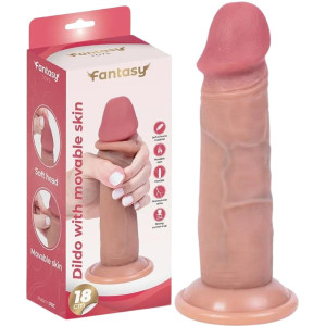 Dildo realistyczne z ruchomą skórą - 18 cm - Cieliste Silikonowe - Fantasy