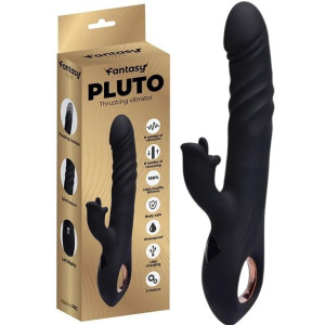 Wibrator z króliczkiem - Pluto - z funkcją ruchów posuwistych, USB Czarny - Fantasy