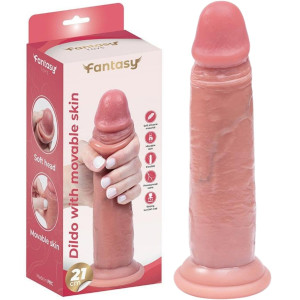 Realistyczne dildo Movable Foreskin Cm silikonowy cielisty 21 cm przyssawka Fantasy