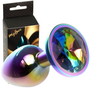 Korek analny z opalizującym diamencikiem - Opalizujący - Stal nierdzewna - MyLove Toys