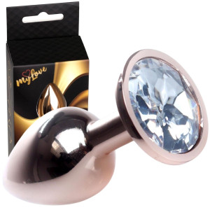 Korek analny z przezroczystym diamencikiem - Stal nierdzewna - Złoty - MyLove Toys