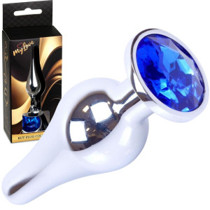 Korek analny z niebieskim diamencikiem - Stal nierdzewna, Srebrny - MyLove Toys