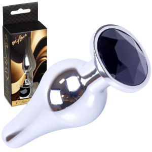 Korek analny z czarnym diamencikiem - Stal nierdzewna, Srebrny - MyLove Toys