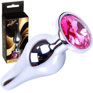 Korek analny z różowym diamencikiem - Stal nierdzewna, Srebrny - MyLove Toys