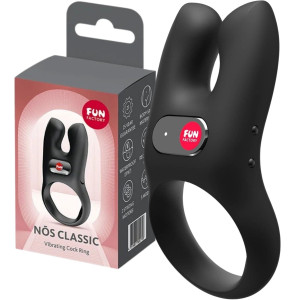 Wibrujący pierścień erekcyjny - Nos - z króliczkiem, USB Czarny Silikonowy - Fun Factory