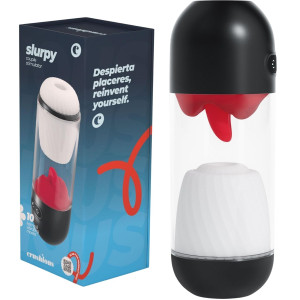 Masturbator SLURPY 2 IN 1 z stymulującym rotacyjnym języczkiem, USB - CRUSHIOUS