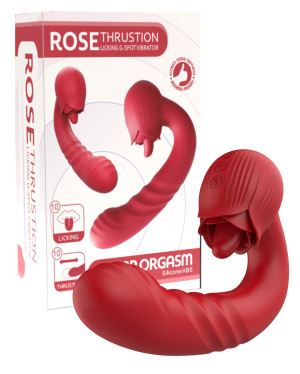 Wibrator do stymulacji punktu G i łechtaczki - Rose Thrusting - z funkcją pchania, USB Czerwony - Boss Series