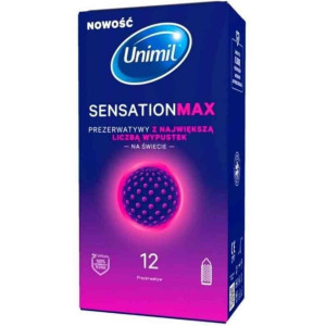 Prezerwatyty lateksowe - SENSATION MAX 12 szt. - z wypustkami, UNIMIL