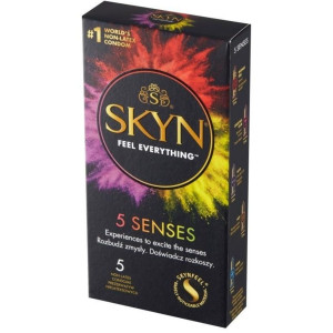 Zestaw prezerwatyw - SENSES 5 sztuk - cienkie, efekt rozgrzewania, chłodzenia - SKYN