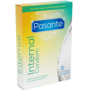 Nielateksowe prezerwatywy - Internal Condoms 3 sztuk - nawilżone, wegańskie Pasante
